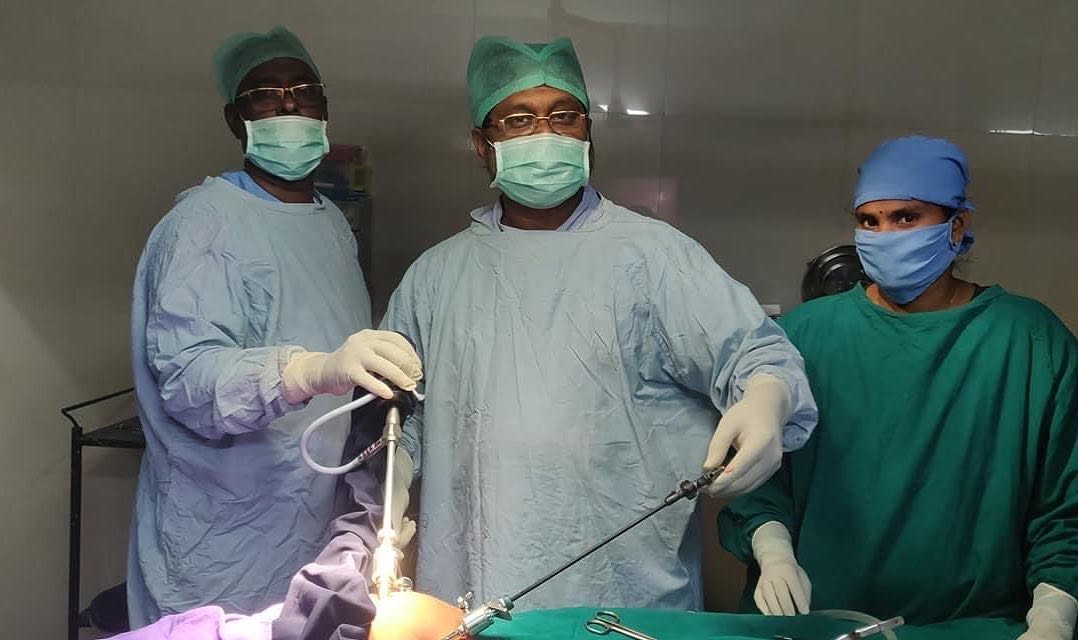 Laparoscopic Surgery Team Performing Minimally Invasive Surgery in Operating Room